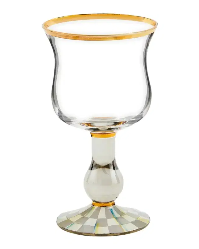 MacKenzie-Childs Sterling Check Wine Glass