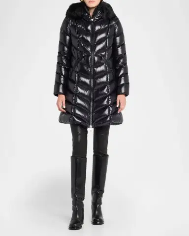 Moncler Fulmarus Faux Fur-Trimmed Hooded Long Down Jacket | Thumbnail 2
