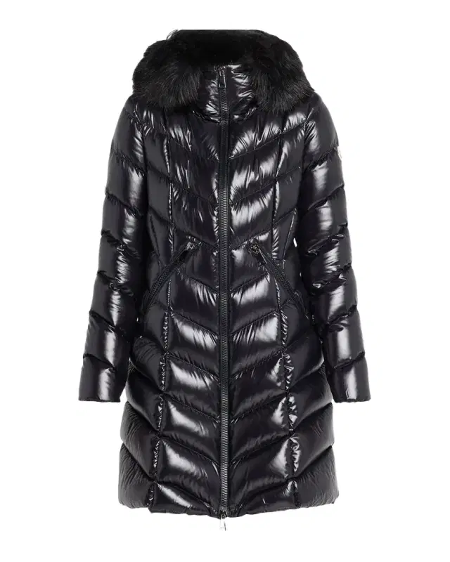Moncler Fulmarus Faux Fur-Trimmed Hooded Long Down Jacket