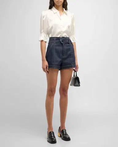 Cinq a Sept Aldi Belted Denim Shorts | Thumbnail 3 Cinq a Sept Aldi Belted Denim Shorts | Thumbnail 3