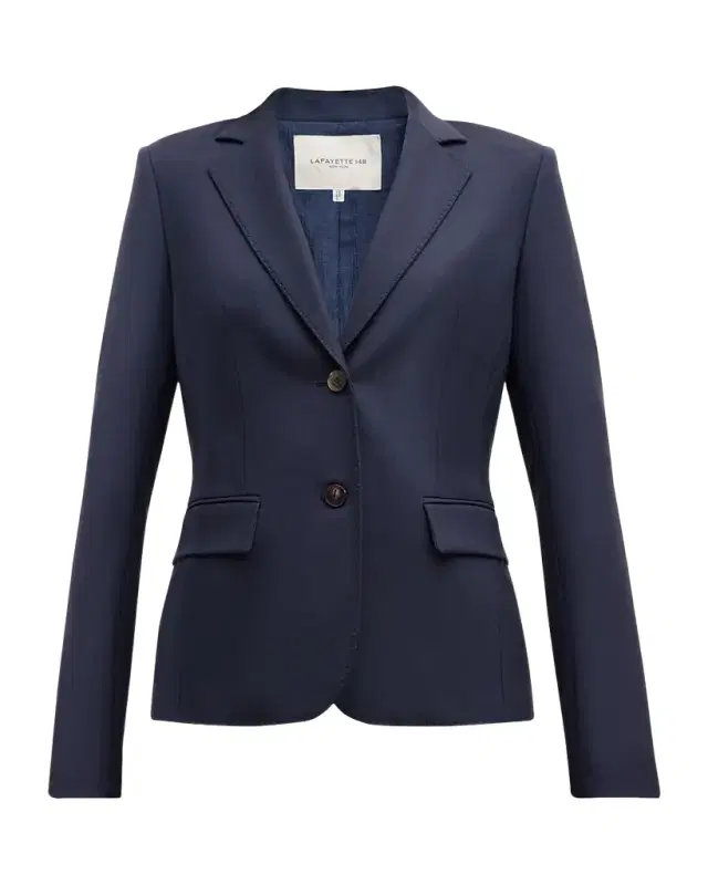 Lafayette 148 New York Pick Stitch Stretch Wool Blazer