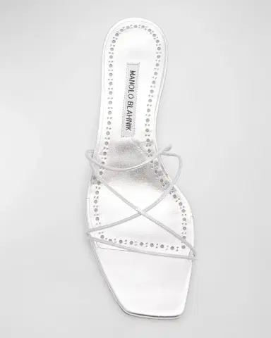Manolo Blahnik Strappy Metallic Leather Slide Sandals | Thumbnail 5 Manolo Blahnik Strappy Metallic Leather Slide Sandals | Thumbnail 5