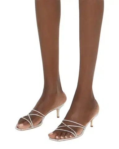 Manolo Blahnik Strappy Metallic Leather Slide Sandals | Thumbnail 1 Manolo Blahnik Strappy Metallic Leather Slide Sandals | Thumbnail 1