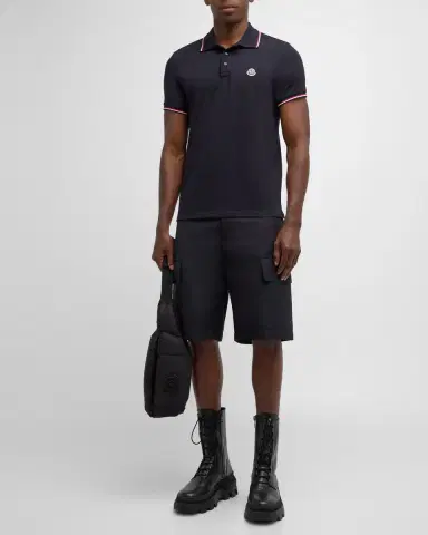 Moncler Men's Pique Logo Patch Polo Shirt | Thumbnail 2 Moncler Men's Pique Logo Patch Polo Shirt | Thumbnail 2
