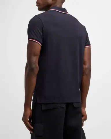 Moncler Men's Pique Logo Patch Polo Shirt | Thumbnail 3 Moncler Men's Pique Logo Patch Polo Shirt | Thumbnail 3
