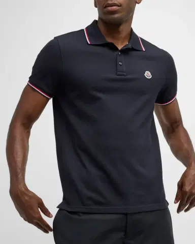 Moncler Men's Pique Logo Patch Polo Shirt | Thumbnail 7 Moncler Men's Pique Logo Patch Polo Shirt | Thumbnail 7
