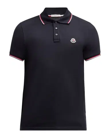 Moncler Men's Pique Logo Patch Polo Shirt | Thumbnail 1 Moncler Men's Pique Logo Patch Polo Shirt | Thumbnail 1