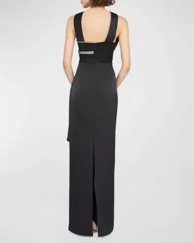 THEIA Cressida Rhinestone-Trim Halter Column Gown | Thumbnail 3 THEIA Cressida Rhinestone-Trim Halter Column Gown | Thumbnail 3