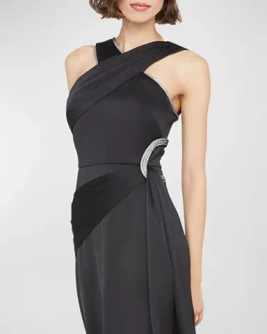 THEIA Cressida Rhinestone-Trim Halter Column Gown | Thumbnail 5 THEIA Cressida Rhinestone-Trim Halter Column Gown | Thumbnail 5