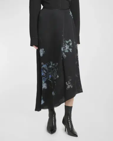 Giorgio Armani Floral Print Silk Wrap-Effect Midi Skirt | Thumbnail 2 Giorgio Armani Floral Print Silk Wrap-Effect Midi Skirt | Thumbnail 2