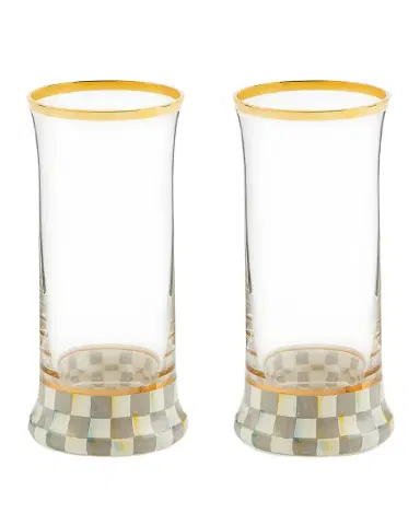 MacKenzie-Childs Sterling Check Highball Glass, Set of 2 | Thumbnail 1 MacKenzie-Childs Sterling Check Highball Glass, Set of 2 | Thumbnail 1