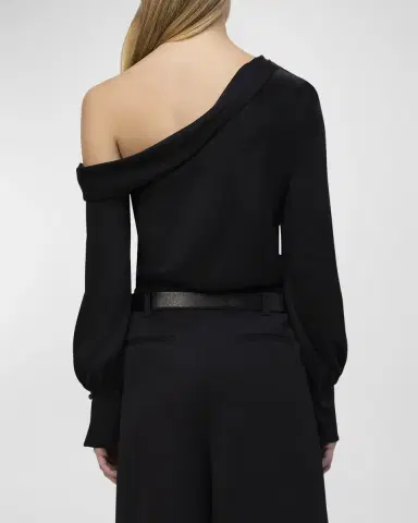 SIMKHAI Alice Draped Satin One-Shoulder Top | Thumbnail 6