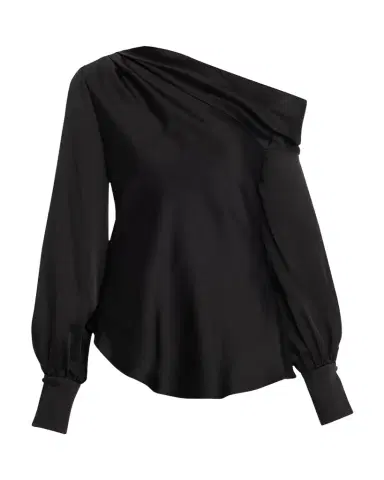 SIMKHAI Alice Draped Satin One-Shoulder Top | Thumbnail 1