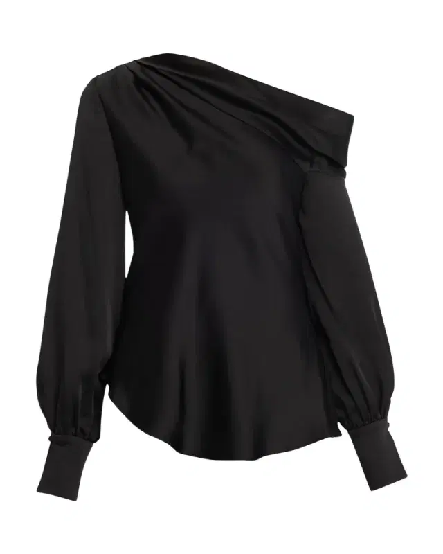 SIMKHAI Alice Draped Satin One-Shoulder Top