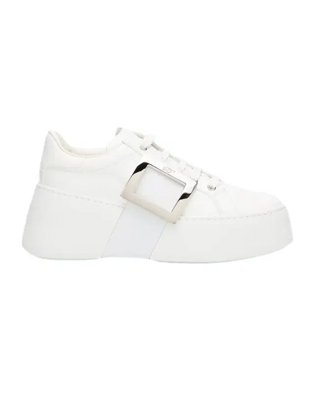 Roger Vivier Viv Skate Leather Buckle Sneakers