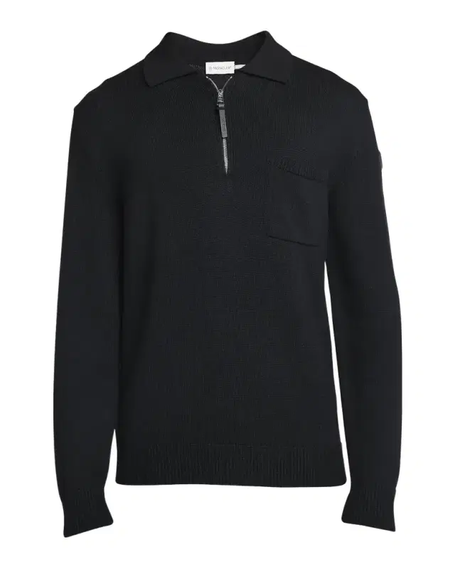 Moncler Men 's Long-Sleeve Zip Polo Sweater