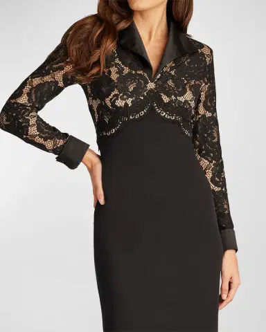 Tadashi Shoji Two-Tone Lace-Bodice Bodycon Midi Dress | Thumbnail 5