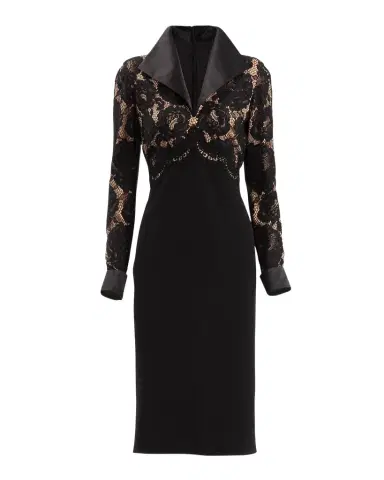 Tadashi Shoji Two-Tone Lace-Bodice Bodycon Midi Dress | Thumbnail 1