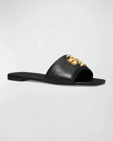Tory Burch Eleanor Leather Medallion Flat Slide Sandals | Thumbnail 2