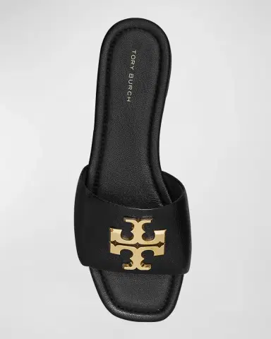 Tory Burch Eleanor Leather Medallion Flat Slide Sandals | Thumbnail 3