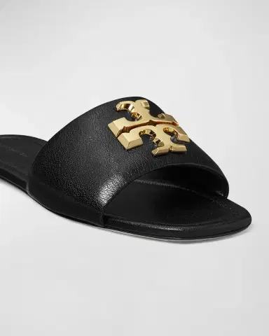 Tory Burch Eleanor Leather Medallion Flat Slide Sandals | Thumbnail 4