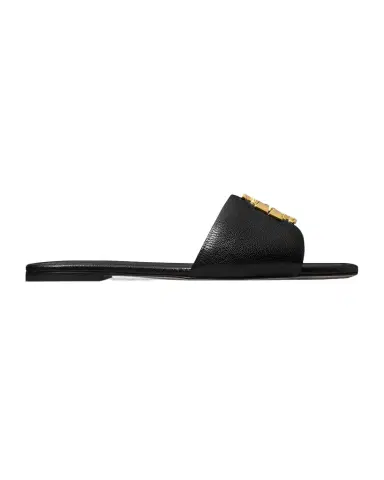 Tory Burch Eleanor Leather Medallion Flat Slide Sandals | Thumbnail 1