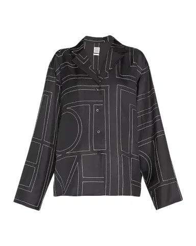TOTEME Monogram-Embroidered Silk Pajama Top | Thumbnail 1 TOTEME Monogram-Embroidered Silk Pajama Top | Thumbnail 1
