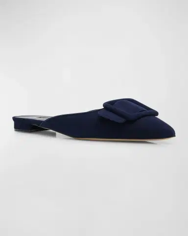 Manolo Blahnik Maysale Suede Buckle Ballerina Mules | Thumbnail 2 Manolo Blahnik Maysale Suede Buckle Ballerina Mules | Thumbnail 2