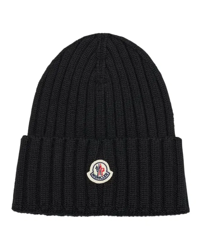 Moncler Logo Ribbed Wool Beanie