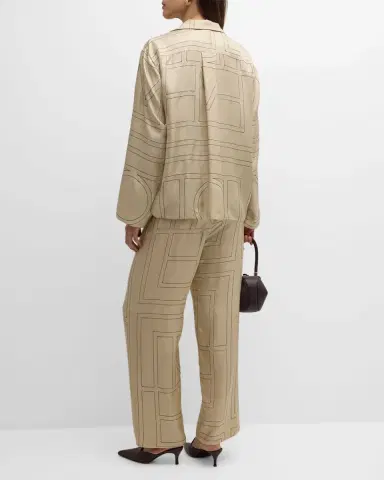 TOTEME Monogram-Embroidered Silk Pajama Top | Thumbnail 6 TOTEME Monogram-Embroidered Silk Pajama Top | Thumbnail 6