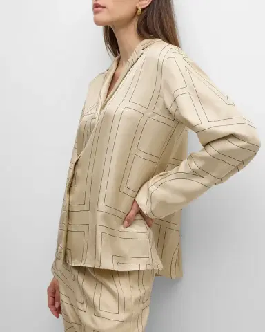 TOTEME Monogram-Embroidered Silk Pajama Top | Thumbnail 7 TOTEME Monogram-Embroidered Silk Pajama Top | Thumbnail 7