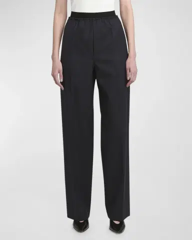 Bottega Veneta Subtle Striped Straight-Leg Wool Trousers | Thumbnail 4
