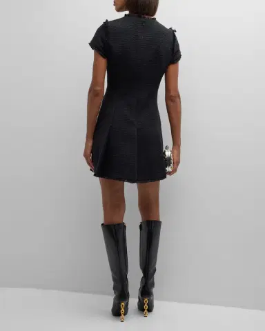Cinq à Sept Nova Cotton Boucle Pleated Mini Dress | Thumbnail 4 Cinq à Sept Nova Cotton Boucle Pleated Mini Dress | Thumbnail 4