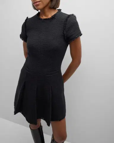 Cinq à Sept Nova Cotton Boucle Pleated Mini Dress | Thumbnail 6 Cinq à Sept Nova Cotton Boucle Pleated Mini Dress | Thumbnail 6