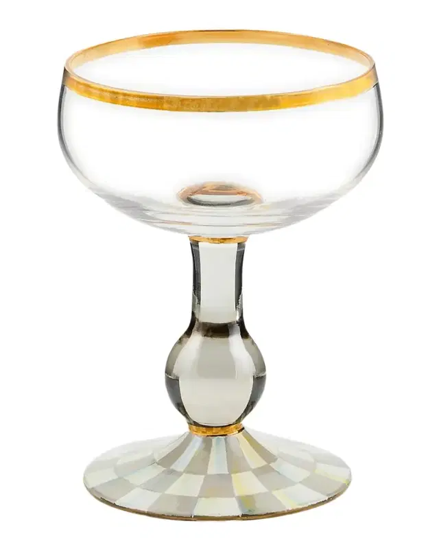 MacKenzie-Childs Sterling Check Coupe Glass