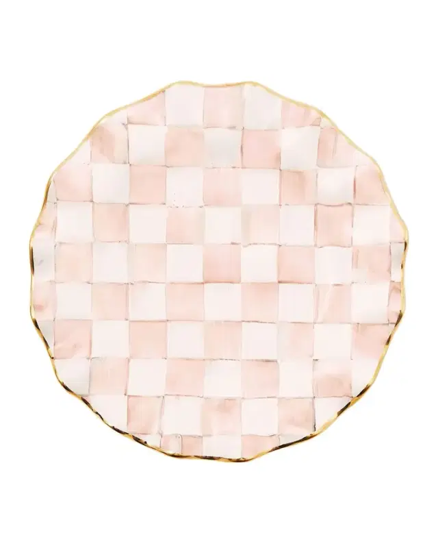 MacKenzie-Childs Rosy Check Ceramic Fluted Dinner Plate