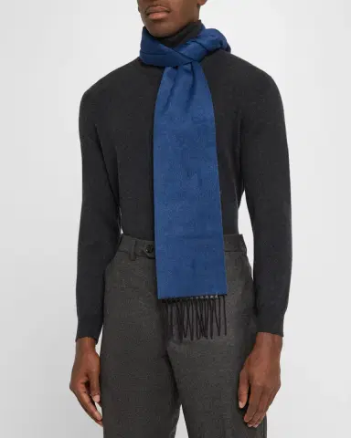 PIACENZA 1733 Men's Mirror Silk and Cashmere Double-Faced Scarf | Thumbnail 2