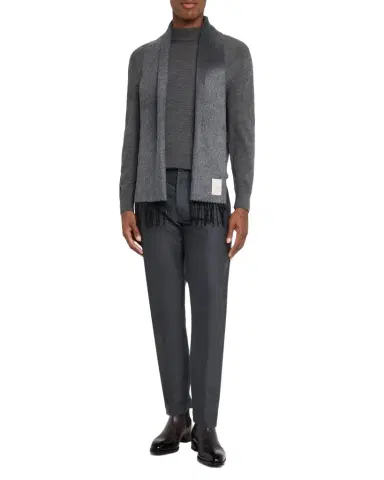 PIACENZA 1733 Men's Mirror Silk and Cashmere Double-Faced Scarf | Thumbnail 1