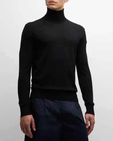 Moncler Men's Solid Wool Turtleneck Sweater | Thumbnail 4