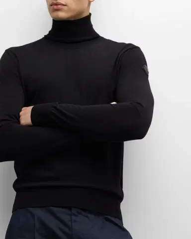 Moncler Men's Solid Wool Turtleneck Sweater | Thumbnail 6