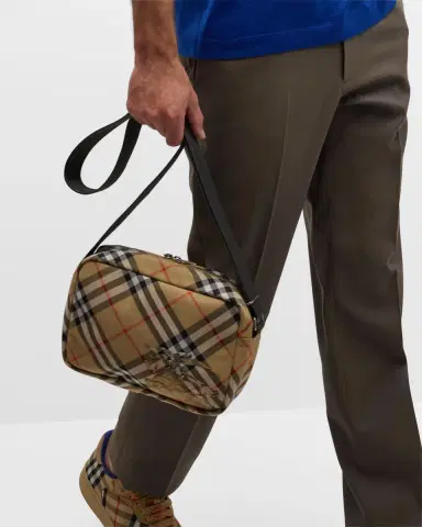 Burberry Men's Check Essential Crossbody Bag | Thumbnail 4 Burberry Men's Check Essential Crossbody Bag | Thumbnail 4
