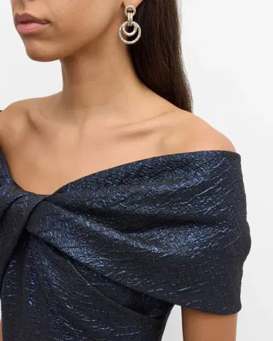 Rickie Freeman for Teri Jon Off-Shoulder Metallic Jacquard Mermaid Gown | Thumbnail 5 Rickie Freeman for Teri Jon Off-Shoulder Metallic Jacquard Mermaid Gown | Thumbnail 5