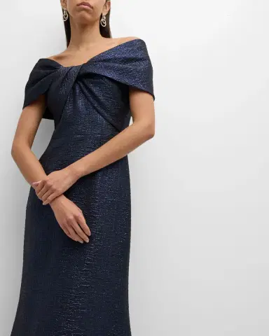 Rickie Freeman for Teri Jon Off-Shoulder Metallic Jacquard Mermaid Gown | Thumbnail 7 Rickie Freeman for Teri Jon Off-Shoulder Metallic Jacquard Mermaid Gown | Thumbnail 7