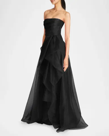 Theia Teresa Draped Strapless Gown | Thumbnail 4