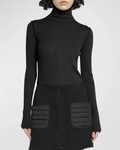 Moncler Extra Fine Wool Ribbed Turtleneck Sweater | Thumbnail 4 Moncler Extra Fine Wool Ribbed Turtleneck Sweater | Thumbnail 4