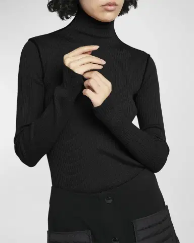 Moncler Extra Fine Wool Ribbed Turtleneck Sweater | Thumbnail 7 Moncler Extra Fine Wool Ribbed Turtleneck Sweater | Thumbnail 7