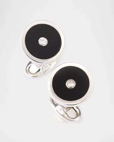 Jan Leslie Men 's Black Onyx and Diamond Cufflinks | Thumbnail 3 Jan Leslie Men 's Black Onyx and Diamond Cufflinks | Thumbnail 3