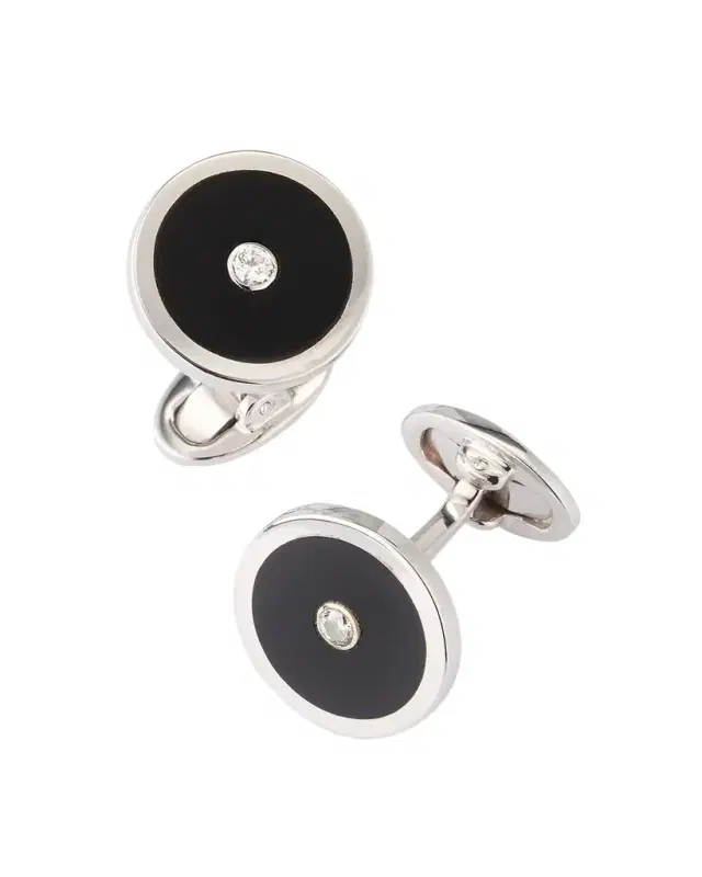 Men 's Black Onyx and Diamond Cufflinks