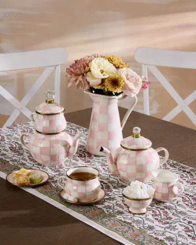 MacKenzie-Childs Rosy Check Enamel High Tea Set | Thumbnail 3
