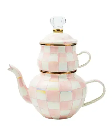 MacKenzie-Childs Rosy Check Enamel High Tea Set | Thumbnail 1